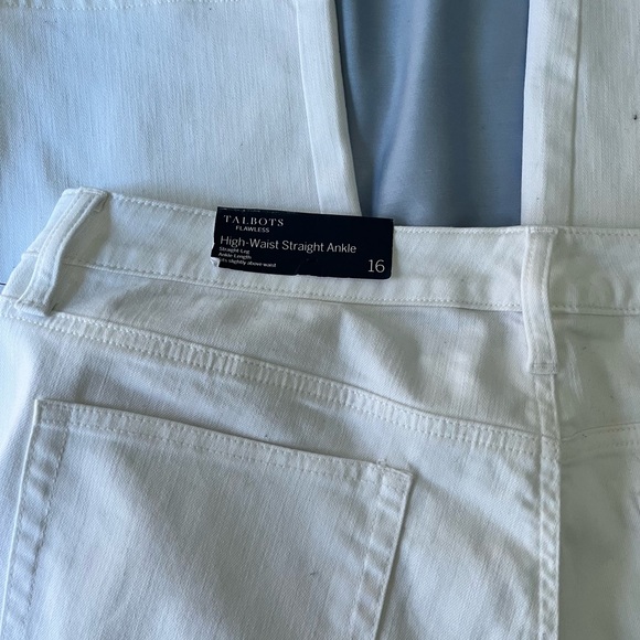 Talbots Jeans Womens 16 Flawless High Waist Straight Ankle White Denim Pants - Picture 4 of 4